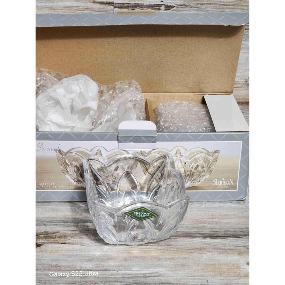 Shannon‎ Crystal by Godinger Serenade Crystal Votive Pair Set of 2 Model 43786